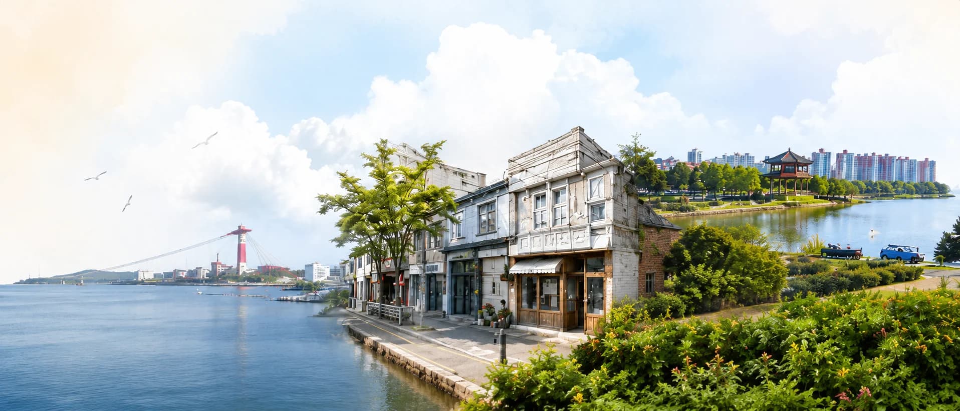 군산 바다와 도시 풍경